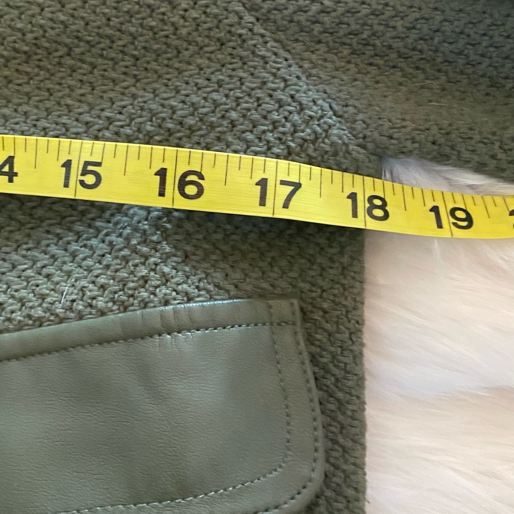 Who What Wear Olive Green sweater /  faux leather jacket - Picture 4 of 7